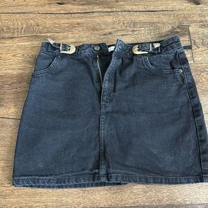 Topshop Western Black Jean Skirt